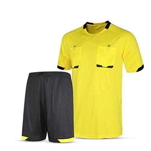 XIAOL Camisetas De Fútbol 2019 Hombres árbitro Uniforme Fútbol Corto Chándal De Fútbol Profesional Tailandia árbitro Juez Uniforme,Yellow-L