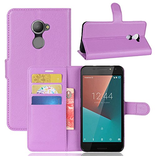 Ycloud Funda Libro para Vodafone Smart N8 Suave PU Leather Cuero con Flip Cover, Cierre Magnético, Función de Soporte,Billetera Case con Tapa para Tarjetas + 1x Lápiz óptico (Púrpura)