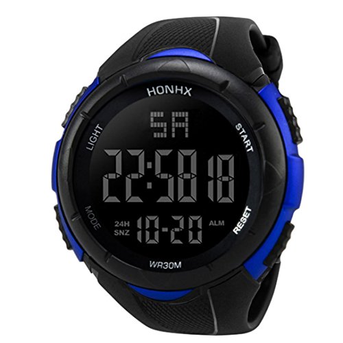 Yesmile Relojes❤️Reloj Electrónico de Silicona Hombres Analógico Militar Digital Deporte LED Impermeable Reloj de Pulsera reloje Electric HONHX (Azul)