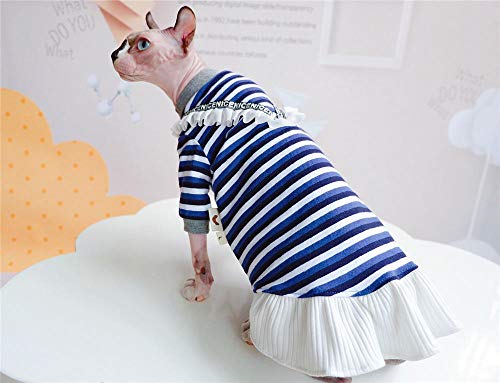 ZHIHAN Sphinx Couple Casual T-Shirt Chaleco sin Mangas con Falda de algodón para Gatos, Azul Hembra, XL