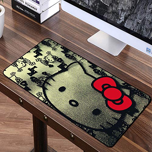 ZNNBH Alfombrilla Raton Gaming - 800x300mm Grande Alfombrilla Gaming I Bordes cosidos I Lindo Gatito Negro I Base de Goma Antideslizante, Impermeable I para Gamers, PC y Portátil