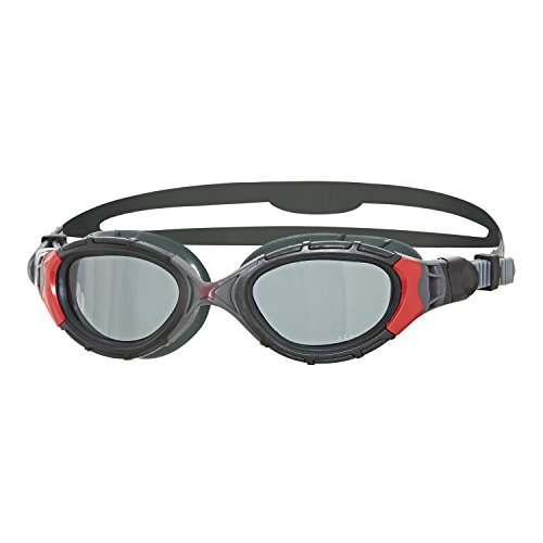 Zoggs Predator Flex Polarized Gafas de Natación, Unisex, Negro/Rojo/Gris, Talla única