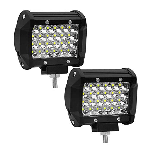 2× 72W 4" Foco LED para Tractores Luz De Niebla 12V-24V 3600lm Faro Trabajo LED Focos De Coche para Off-Road, Camión, Moto,Todoterreno, Tractor, Barco