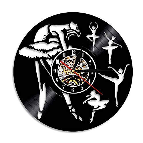 BFMBCHDJ Dance Ballet Vinyl Record Reloj de Pared Simple Modern Dance Series Creative Home Decoration Clock A1 No LED 12 Pulgadas