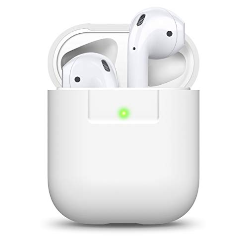 elago Funda Silicona Compatible con Apple AirPods 1 & 2 (LED Frontal Visible) - Soporta Carga inalámbrica, Extra Protección (Blanco)