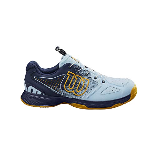 Wilson Kaos Junior QL, Zapatilla de Tenis, para Todo Tipo de Terreno, Tenistas de Cualquier Nivel para Niños, Azul Oscuro/Azul Claro/Dorado, 38 1/3 EU