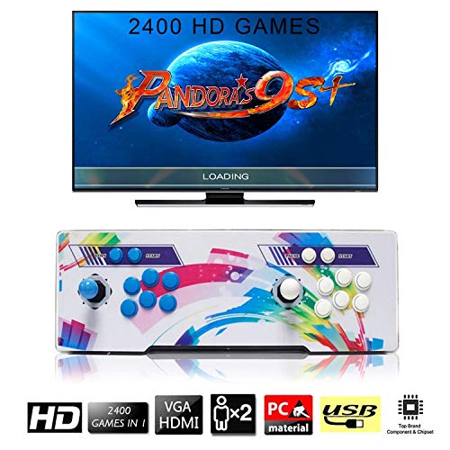2400 juegos clásicos Consola de videojuegos, SeeKool Pandora's Box 9s+ Multijugador Arcade Game Console, 2 joystick Partes de la fuente de alimentación HDMI y VGA y salida USB, compatible con PS3