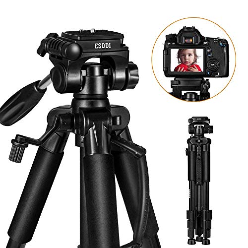 ESDDI Trípode Completo Cámara Reflex Portátil para Movil Flexible Profesional Tripodes Ligeros de Camara Fotos DSLR con Universal Smartphone Adaptador (Negro)