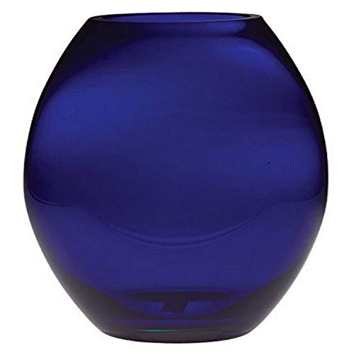 High Quality Glass Cristal 8 "Majestic Regalos Hecho a Mano Europea Barril jarrón, tamaño Mediano, Azul Cobalto