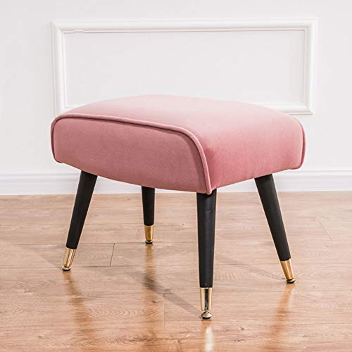 Moderno Rectángulo Ottoman,Suave Compacto Taburete De Pie,Terciopelo Reposapiés Suave Relleno,Silla De Tocador - Muebles Decorativos Rosado 20x13x18inch