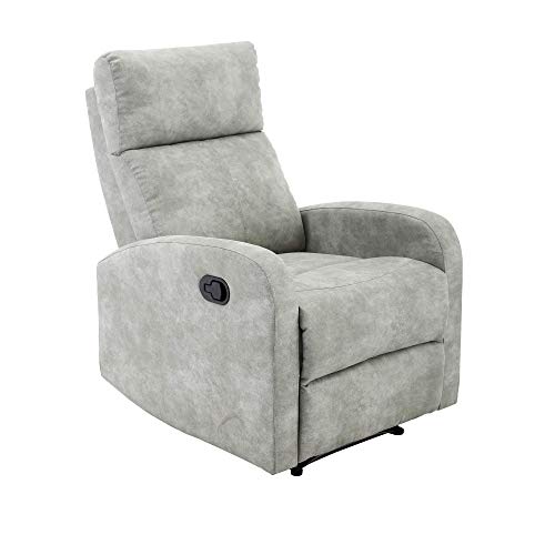 MOMMA HOME Sillón Relax reclinable - Modelo TAVIRA - Color Jade Gris - Sillón Reclinable - Material Tela/Metal