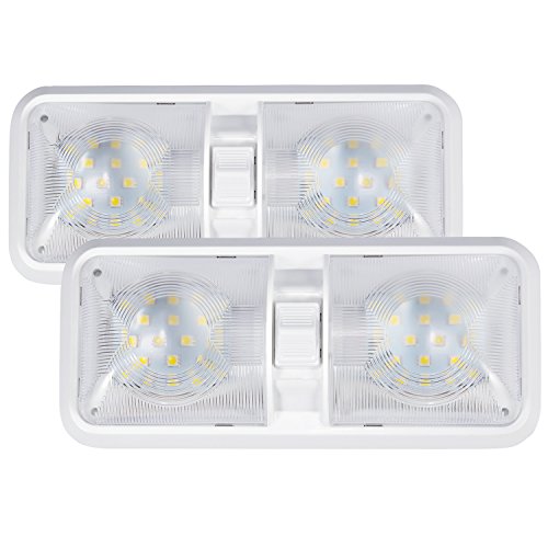 Kohree Pack x2 lámpara LED 12 V Bombilla lámpara de techo para coche luz blanca luz interior para vehículo barco 48 x 5050SMD con interruptor on/off interruptor