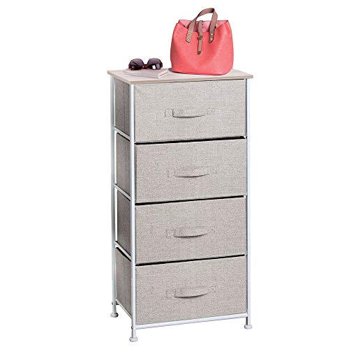 mDesign Cómoda de tela para organizar armarios con 4 cajones – Mueble organizador para dormitorio, vestidor, oficina y más – Cajoneras para armarios livianas en tela con estética de yute – beige