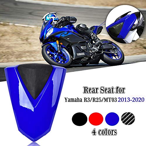 Motocicleta Pasajero Trasero Pillion Solo Asiento Capucha ABS Duro Motor Carenado Tapa Trasera para Yamaha R3 R25 YZF-R3 YZF-R25 MT 03 MT03 MT-03 2013 2014 2015 2016 2017 2018 2019 2020 (Azul)