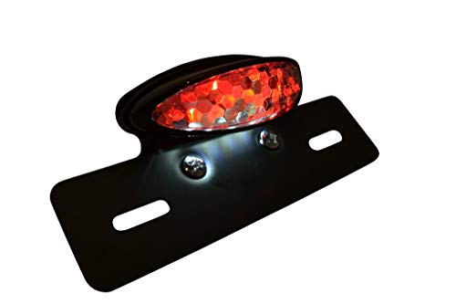 Negro Muy Brillante Marca E Claro Lente LED Rojo Cola Luz Freno con Matrícula Soporte Matrícula para Motocicletas Trike