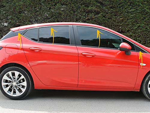 Opel/Vauxhall Astra K 2015 en adelante, 5 puertas, acero inoxidable, cromado, cubierta para marco de ventanas, 8 unidades