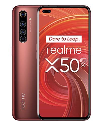 realme X50 Pro – Smartphone 5G de 6.44”, 8 GB RAM + 128 GB ROM, procesador OctaCore Qualcomm Snapdragon 865, cuádruple cámara AI 64MP, MicroSD, Rust Red