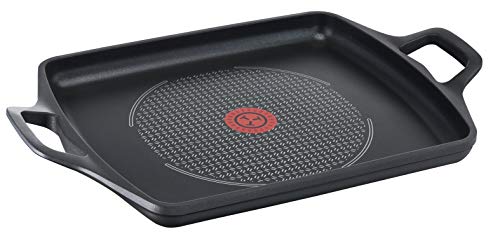 Tefal Aroma - Plancha 32 x 26 cm aluminio fundido, antiadherente revestimiento de titanio, aptas para todo tipo de cocinas, base gruesa adecuada para inducción, picos vertedores y asas de apoyo