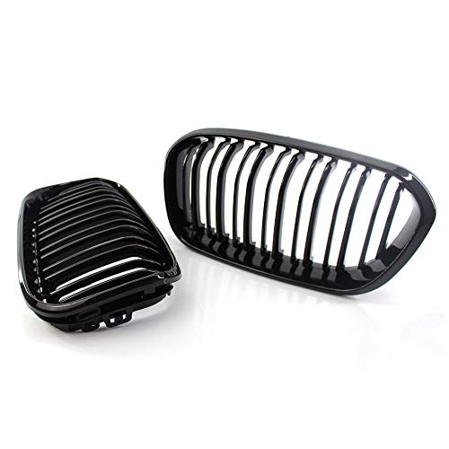 Tickas Parrilla delantera, 2 Piezas de Rejilla delantera Negra Brillante M Look Racing Grilles Reemplazo para Bmw 1-Series F20 2015-2016