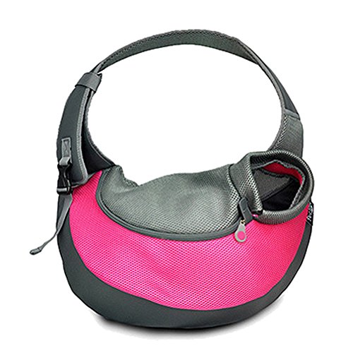 UEETEK Bandolera para Perro Transportín Bolsa de Viaje para Mascotas Bolsa Portador de Perro Bolso de Hombro para Perros Gatos (Rojo de Rose)