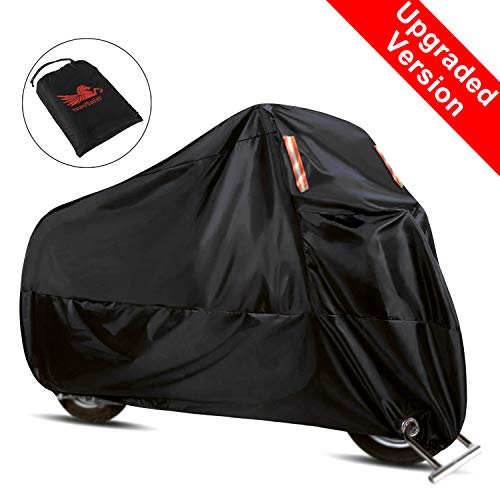 WinPower Funda Moto Anti-calorica Lluvia Universal Exterior Interior 210D Premium Impermeable Resistente al Calor Reforzada Anti-UV Oxford Tela XXL 265cm Negra