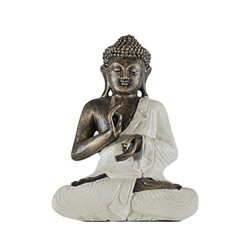 Edenjardi Figura de Buda Thai en Color Blanco rústico | 40 cm de Alto
