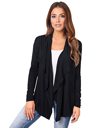 KRISP 6056-BLK-08, Rebeca Chaqueta Punto Abierta, Negro, 36