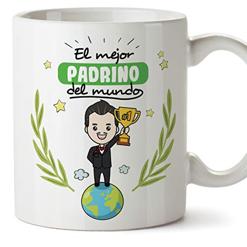 MUGFFINS Taza Padrino - El Mejor Padrino del Mundo - Taza Desayuno/Idea Regalo Original/Día de Pascua para Padrinos. Cerámica 350 mL