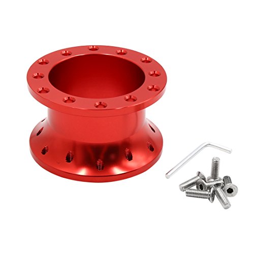 sourcing map Cubo de Volante de Coche Adaptador Espaciador Aleación de Aluminio Rojo 5cm de Altura