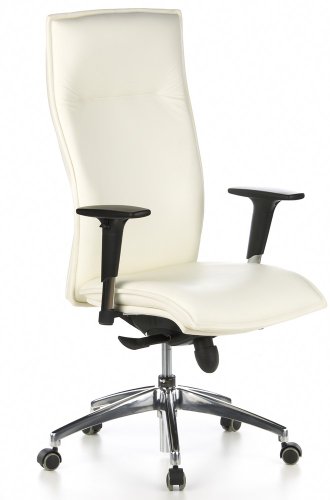 hjh OFFICE 600010 silla ejecutiva MURANO 20 cuero blanco marfil silla ergonomica respaldo alto inclinable con brazos