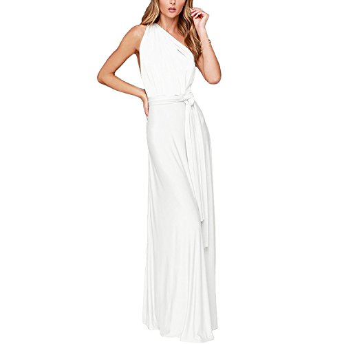 Vestido de Fiesta de Mujer de Dama de Honor Transformer/Infinity Sin Mangas Maxi Largo Vestidos de Cóctel Piso-Longitud Multi-Way Dresses Blanco M