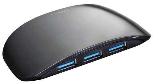 Vivanco USB 3.0 Hub (4 Puertos Activo, Incluye Fuente de alimentación), Color Negro