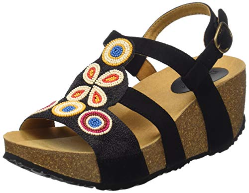 Desigual Shoes (odisea_Flower Beads), Sandalias de Talón Abierto para Mujer, Negro (Negro 2000), 41 EU