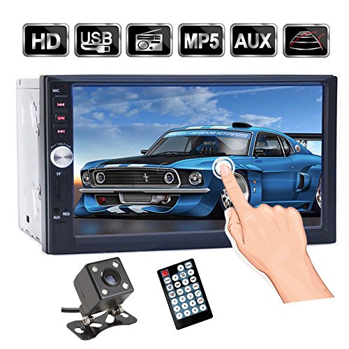 Doble DIN estéreo para Coche, Pantalla táctil de 7 Pulgadas, Radio de Coche MP3/MP5/FM, Compatible con Bluetooth/USB/TF con Mando a Distancia … (COLOR1)