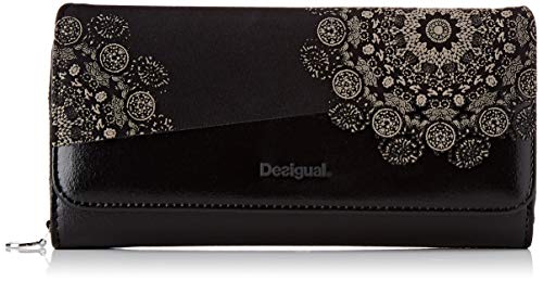 Desigual Wallet 2tones Maria, Monedero Motivos Metálico para Mujer, Negro (Negro), 9.5 x 3.5 x 20.2 cm (B x H x T)