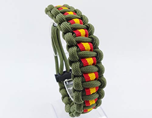 Pulsera de ESPAÑA AJUSTABLE, talla 13 a 22, nuevo modelo 2020, de paracord, VERDE ARMY