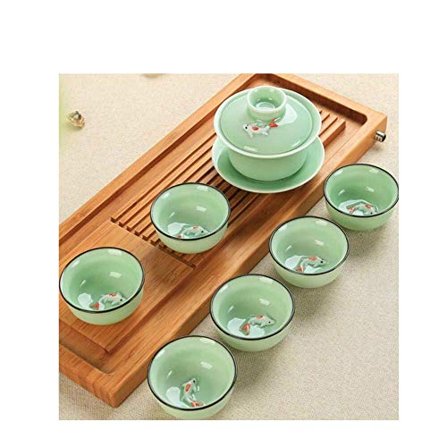 brand_name Conjunto de té Chino, Porcelana del Celadon Pescado Taza de té Set Tetera Vaso de té Oolong Kung Fu Juego de té sopera de cerámica (no incluir Bandeja), Traditonal Chino (Color : 2)