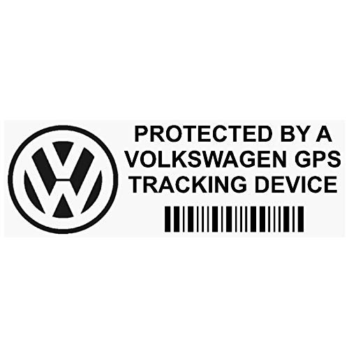 Lote de 5 adhesivos de seguridad para ventanilla de coche, diseño con texto "GPS Tracking Device", para Volkswagen Polo, Golf GTi, Beetle y Passat, 87 x 30 mm, color negro
