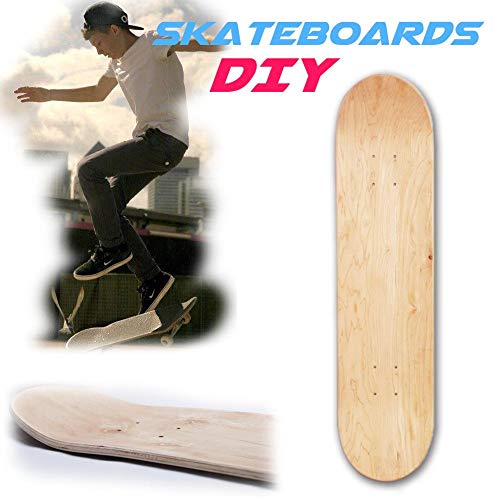 voloki   8 Capas 8 Pulgadas en Blanco Tabla de Skate DIY, monopatín de Patinaje Personalizado de Madera Natural, Estructura de Arce Chino de 8 Capas para Principiantes y Profesionales consistent