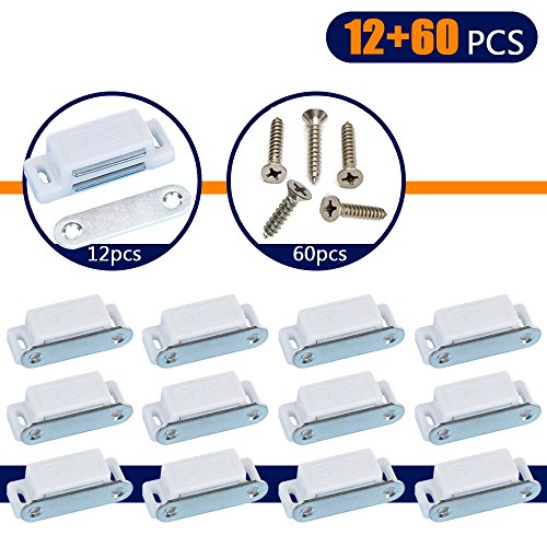 Coardor Cierre Armarios Magnético Pestillo Puerta 12 Piezas Para Puerta De Cocina Home Muebles Blanco Con Tornillos 60 Piezas