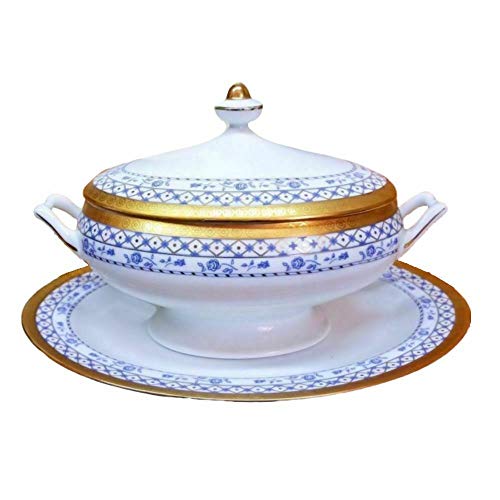 Limoges - Sopera de porcelana, colección Soup Tureen, 33 x 19 cm, color dorado