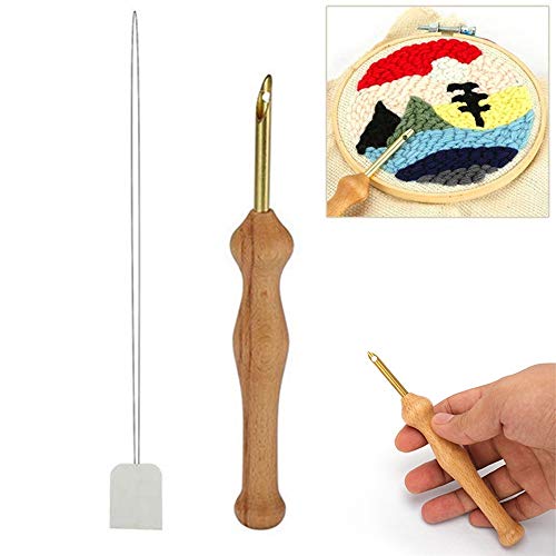 MZY1188 Bordado Pluma-Costura Craft Tool Punch Needle Pen, DIY Mango de Madera Tejido Costura Fieltro Suministros Tejido de Bordado Pen Punch Needle Threader