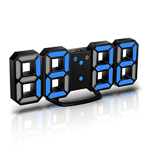 CENTOLLA Reloj Despertador Digital 3D LED, Reloj de Pared, Reloj Digital, Temporizador, Reloj Despertador LED 3D con 3 Niveles de Brillo, Luz Nocturna Regulable, Función de Despertador para la Cocina