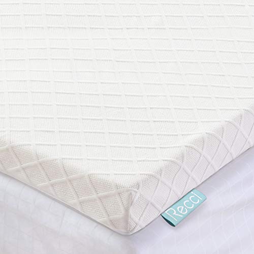 RECCI - 4CM Topper Colchón de Espuma 135x190cm, Topper Viscoelástica con Alivio de la Presión, Sobrecolchón Hipoalergénico de Bambú - Extraíble y Lavable en Lavadora, CertiPUR-EU (135 x 190 x 4cm)