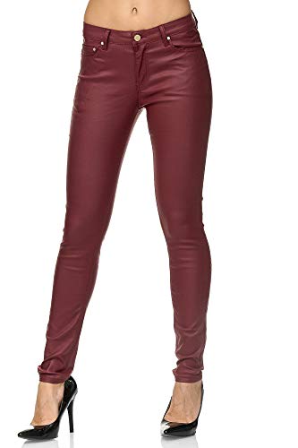 Elara Pantalones Mujer Polipiel Push Up Chunkyrayan Rojo E621-2 Red-36 (S)