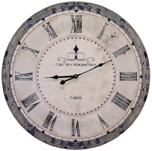 Elegante reloj de pared Shabby Cafe des Marguerites Paris, diámetro 60 cm