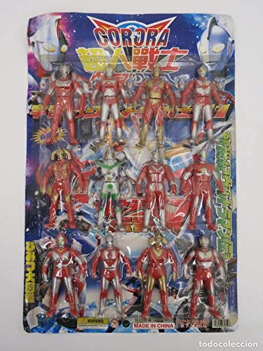 Lote 12 Figuras Plástico Ultraman Ultra Man Corora Corona En Blister. 28,5X43. Tokusatsu, Circa 2000