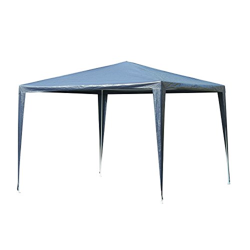 Outsunny Carpa Desmontable Impermeable 3x3x2,45m Pabellón de Jardín de Tubo de Acero Pérgola de Color Azul Oscuro