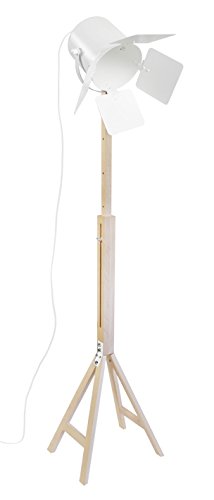 Tosel 95292 lámpara de pie de e-Book 1 luz, madera, E27, 40 W, blanco, 40 x 150 cm