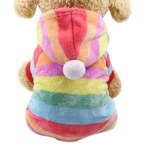 BaZhaHei Ropa Perro Pequeño Invierno Franela Sudadera con Capucha Colorido de Arcoiris Lunar Abrigo Jersey para Mascota Chihuahua Yorkshire Cachorro Ropa para mascotas perro gato lindo colorido abrigo